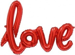 Шар (25''/64см) Фигура, Надпись прописью "Love", Красный, 1 шт.